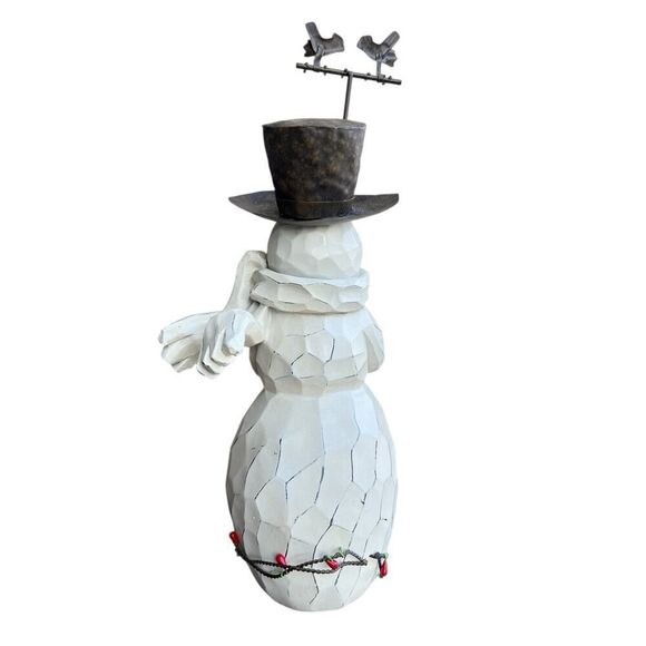 Snowman Enesco Birds On Rake 2004 Vintage Figurine Christmas Winter Hat - Picture 3 of 4